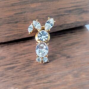 Vintage Brooch / Vintage Pin Cute Bunny Clear Gem
